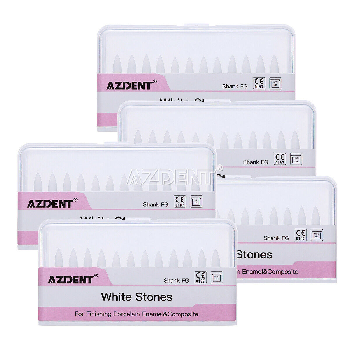 5X Dental Polishing Burs Mounted White Stone FG Abrasion Bur Flame FL-2 CW1064
