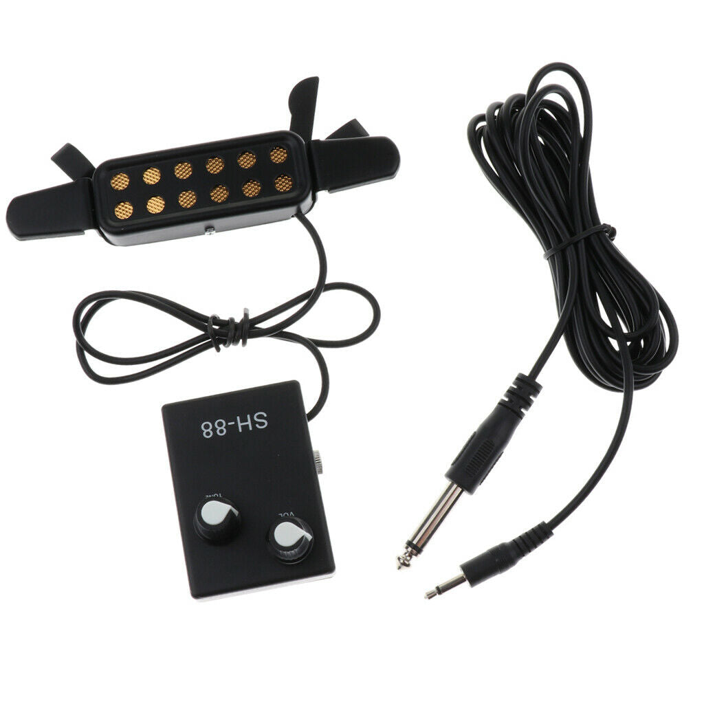 Acoustic Guitar Pickup Clip On Soundhole Transducer with Tone Volume Control