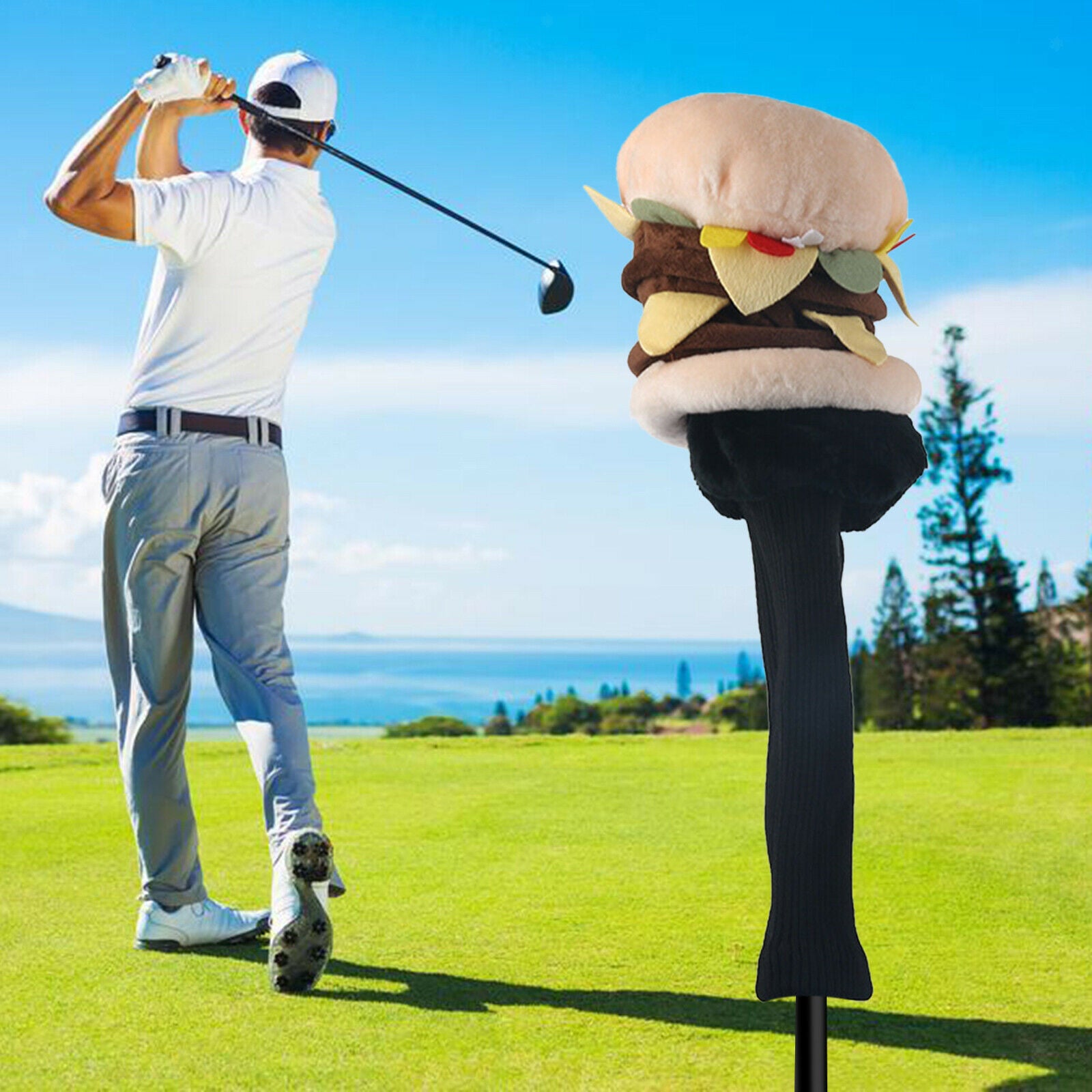 Plush Hamburger Golf Driver Headcover Novelty Club Head Covers Giveaway