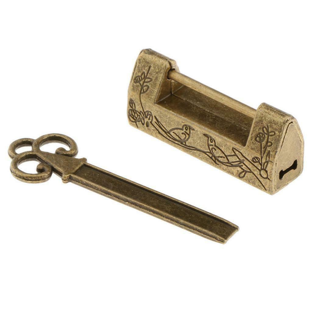 Chinese Ancient Padlocks with Keys Lock Key Set for Jewelry Box Flower Birds