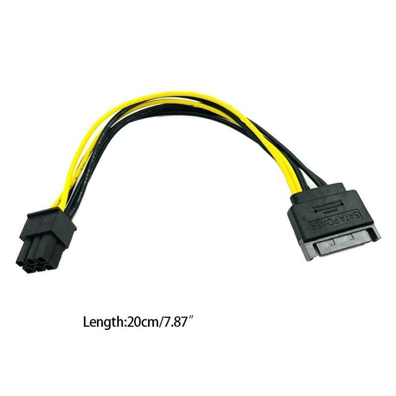 7.87in Sata 15pin Power to 6pin Graphics Power Supply Cord SATA to PCI-e 6 Pin