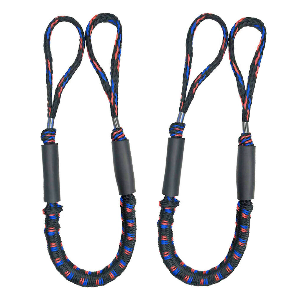 2pcs Bungee Dock Line Marine Rope Stretches to 5.5ft for Boat Kayaks Black 1