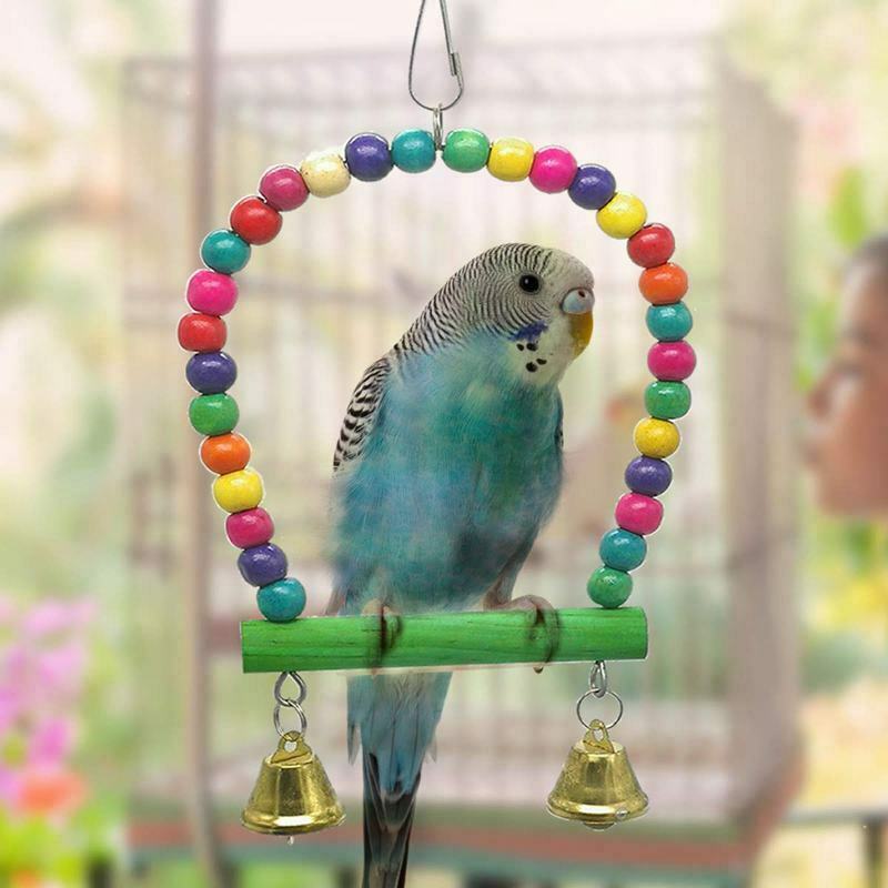 1X(6 Pack Bird Swing Toys-Parrot Hammock Bell Toys For Budgie,Parakeets, Coc4V9)
