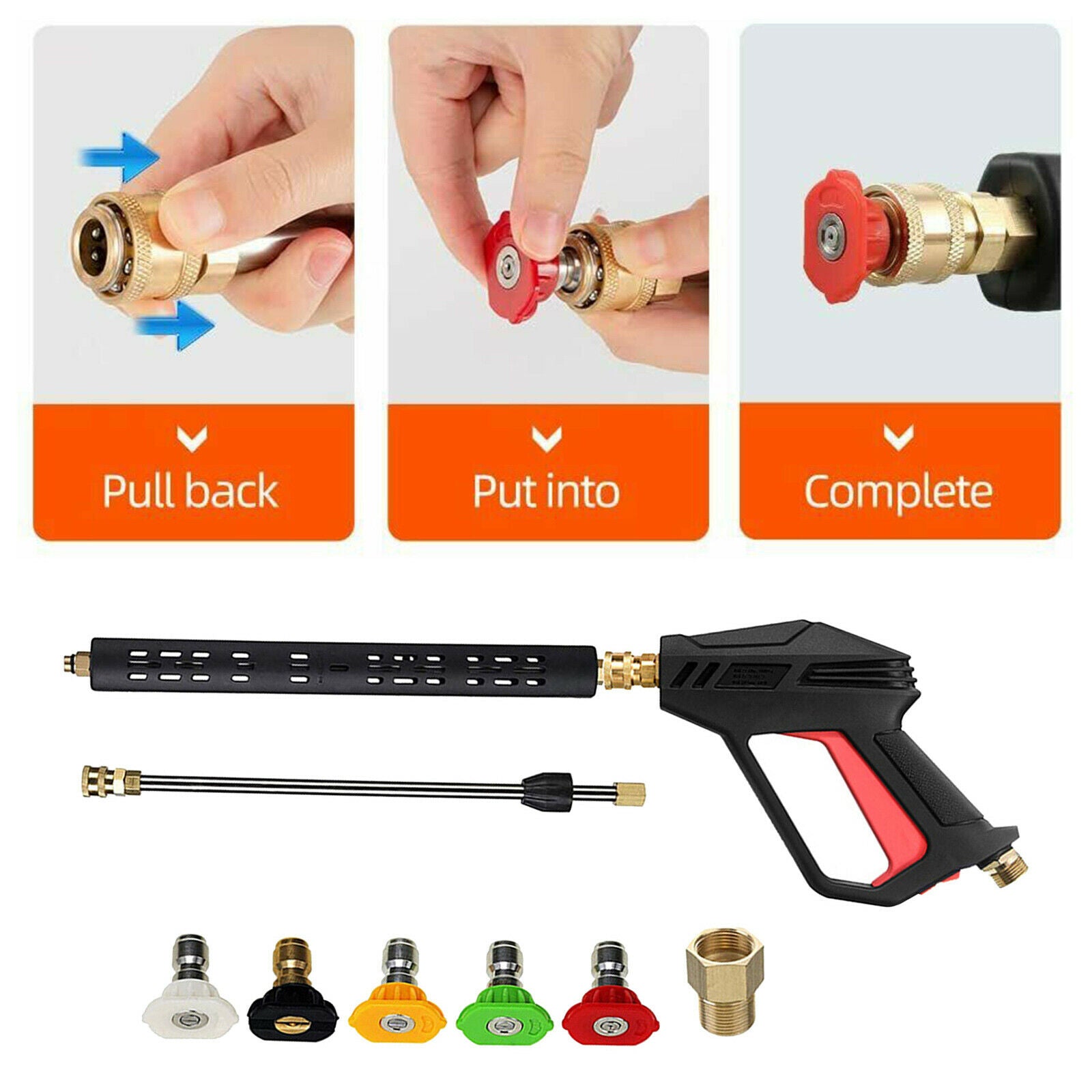 4000 PSI High Pressure Power Washer Spray Gun Wand Lance Nozzle Tips Kit