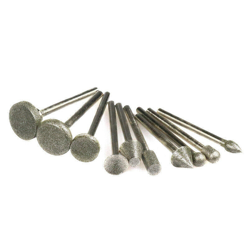 50pcs Polish Coated Grinding Head Rotary Tool Glass Diamond Burr Carving Stone