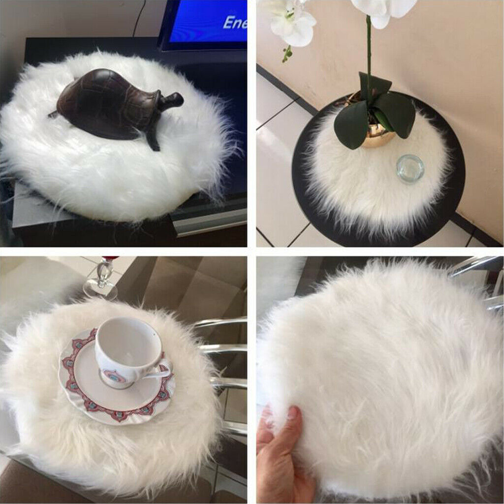 3 Colors Soft Sheepskin Plain Fluffy Skin Faux Rug Washable Mat Small Rugs -