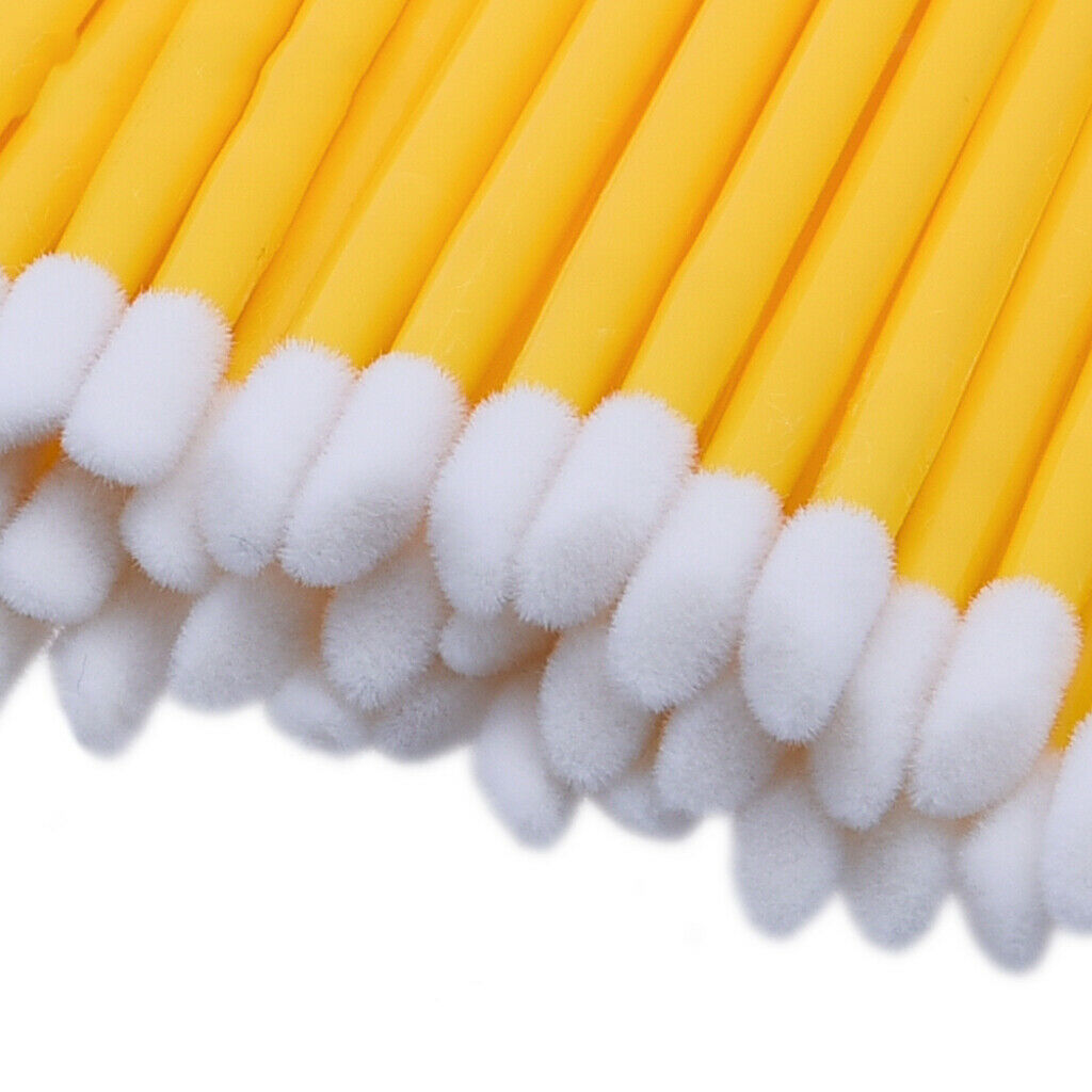 100Pieces Disposable Lip Gloss Brush Lipstick Wands Makeup Applicator Yellow