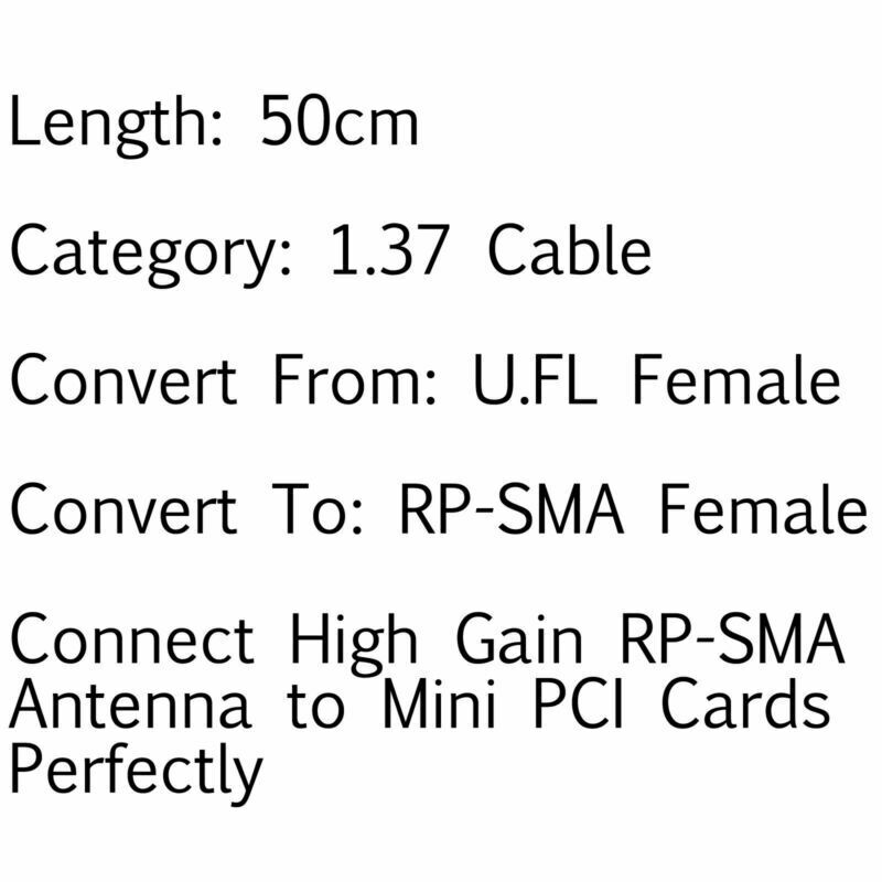 10x 1.37 U.FL/ IPX Mini PCI to RP-SMA Pigtail Antenna WiFi Cable 20In 50cm  UA