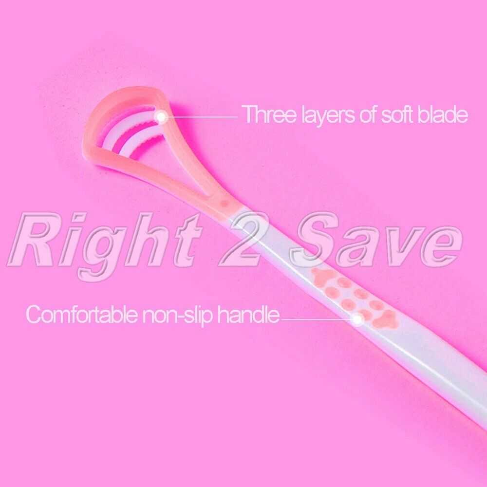 1X Double Head Plastic Tongue Cleaner Brush Scraper Deep Clean Oral Hygiene Care