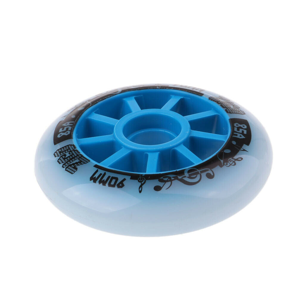 2X Outdoor PU Roller Inline Skates Wheel Replacement Racing Wheels 90mm Blue