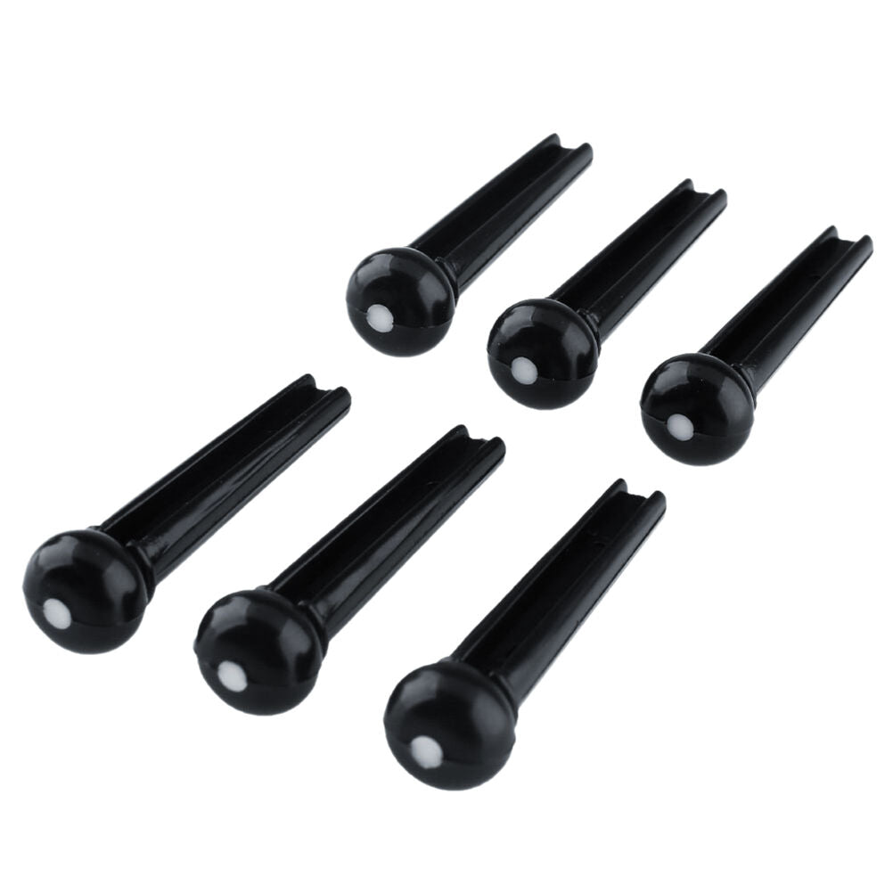 Set 6pcs Black PVC Bridge Pins with Shell Dots for Acoustic Guitar Qualit.l8