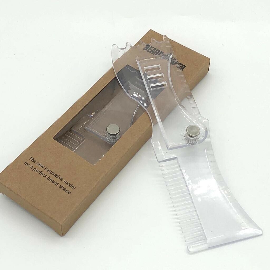 2 Pieces Beard Shaping Tool Template Guide Beard Facial Hair Trimmer Ruler