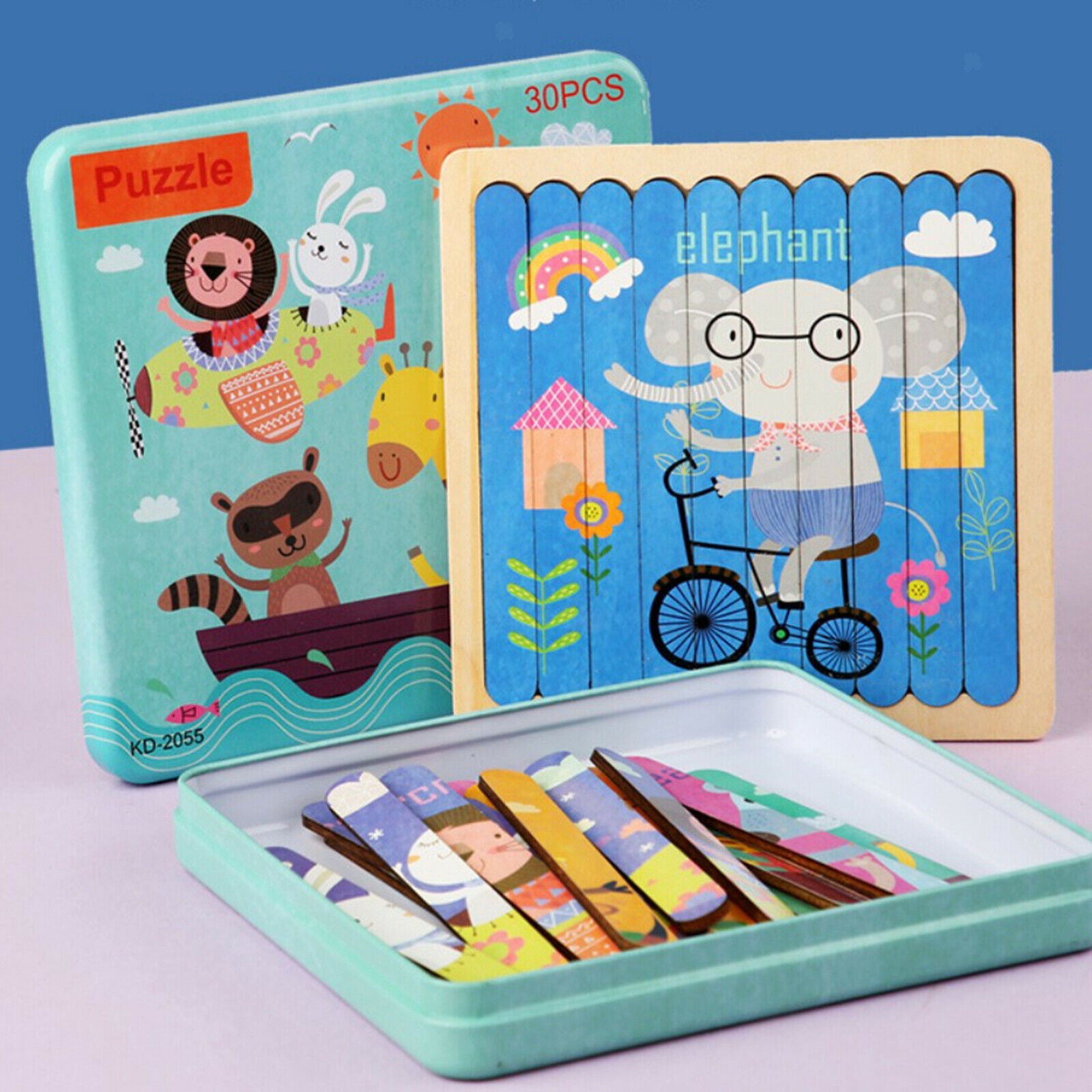 Animals Wooden Jigsaw Puzzles Stacking Toys Peg Puzzle for Toddlers Kids