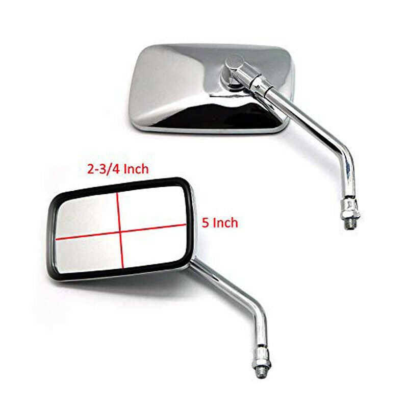 Universal 2X Motorcycle ATV Bike Rectangular Rearview Side Mirrors Aluminum Stem