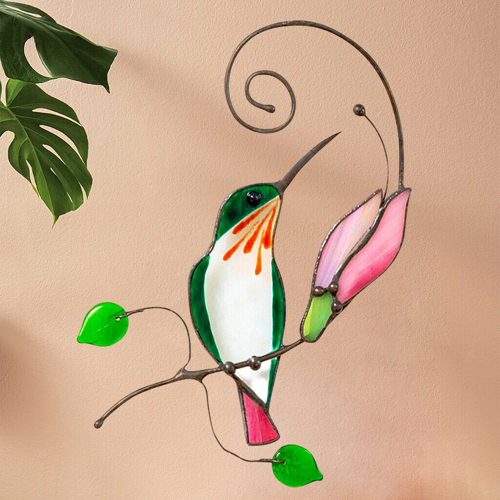 2x Stain Glass Window Wall Hummingbird Stickers Anti Collision Wall Decals