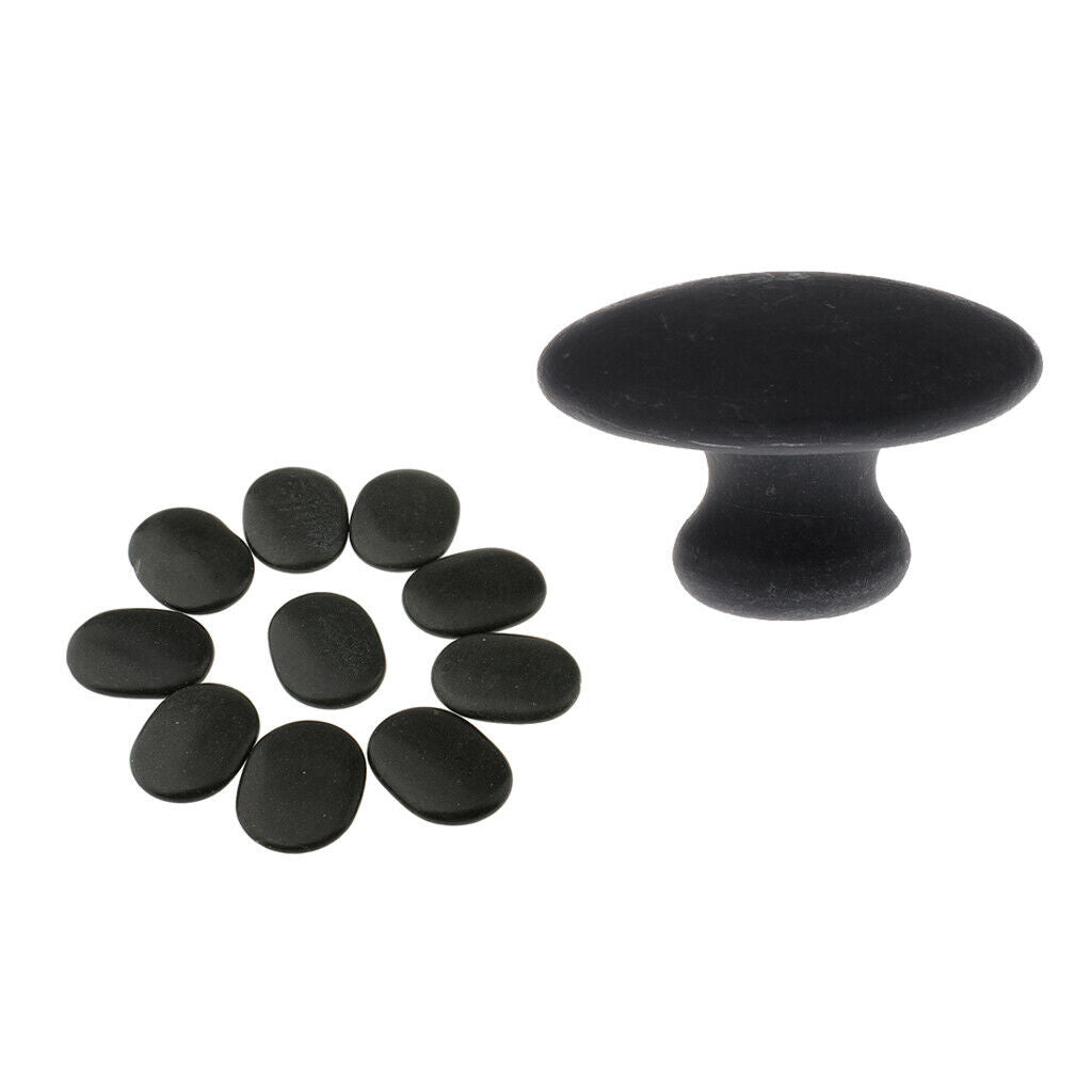 11 Pieces Massage Stone Natural   Basalt Hot Rock for Spa Gua Sha