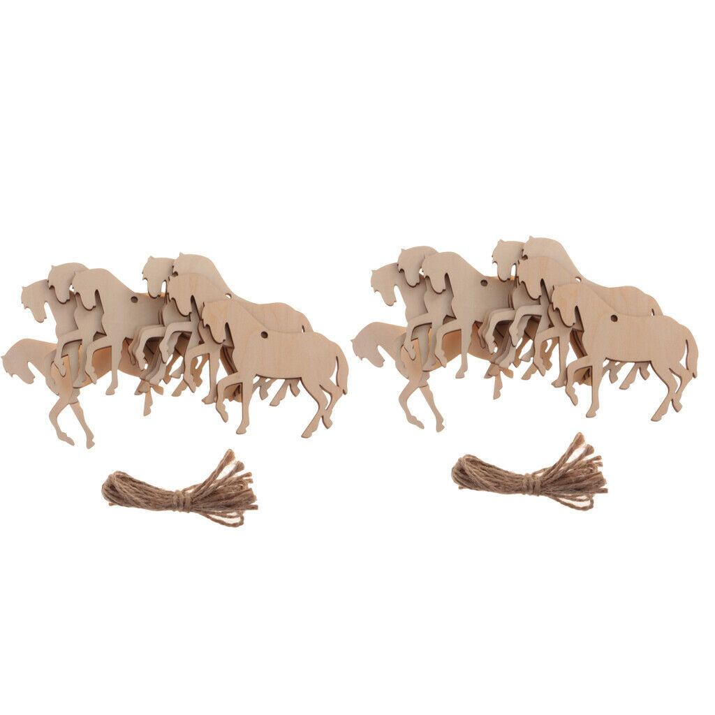 20pcs Plain Horse  Cut Wooden Wood Craft Art Decoration Embellishment