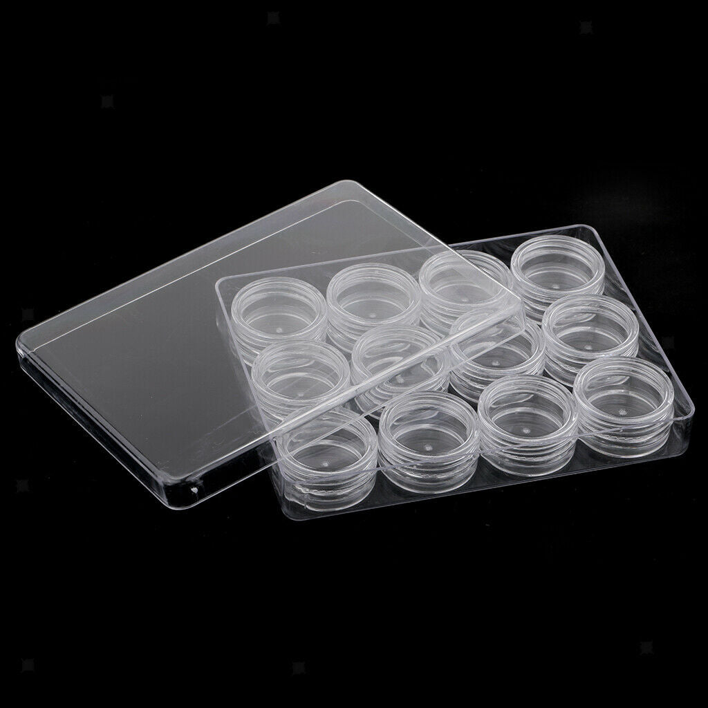 Empty 12 Space Nail Art Tips Decor Rhinestones Beads Storage Clear Box Case