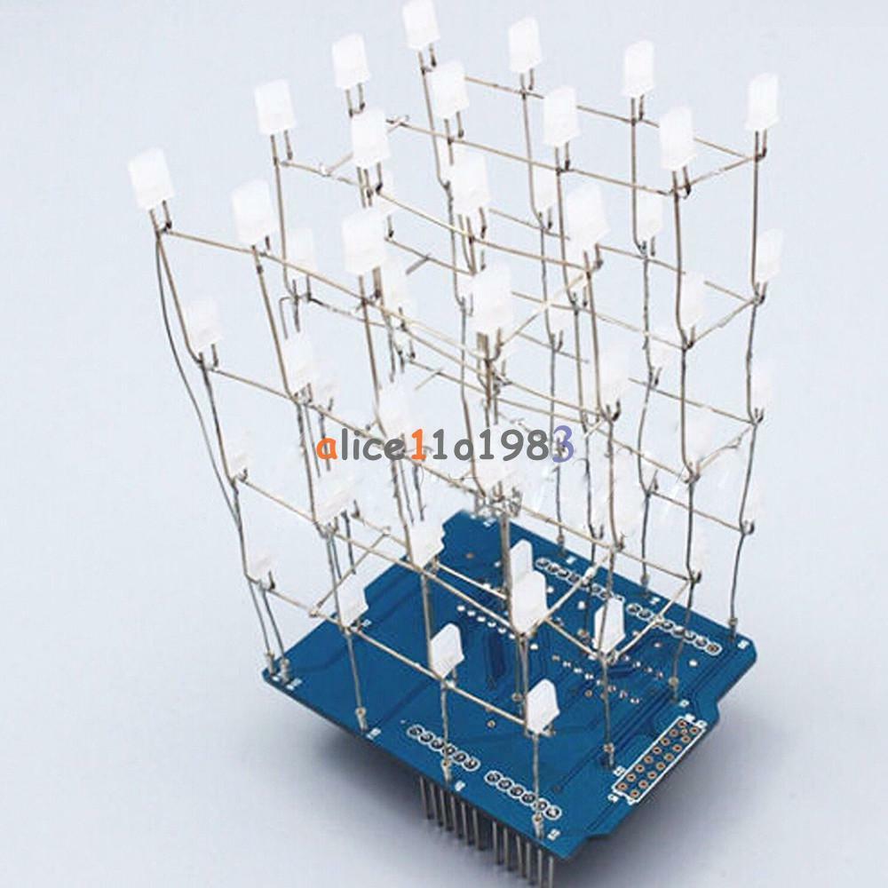 Green 4X4X4 Light Cube Kit Arduino uno shield LED Precise DIY Kit