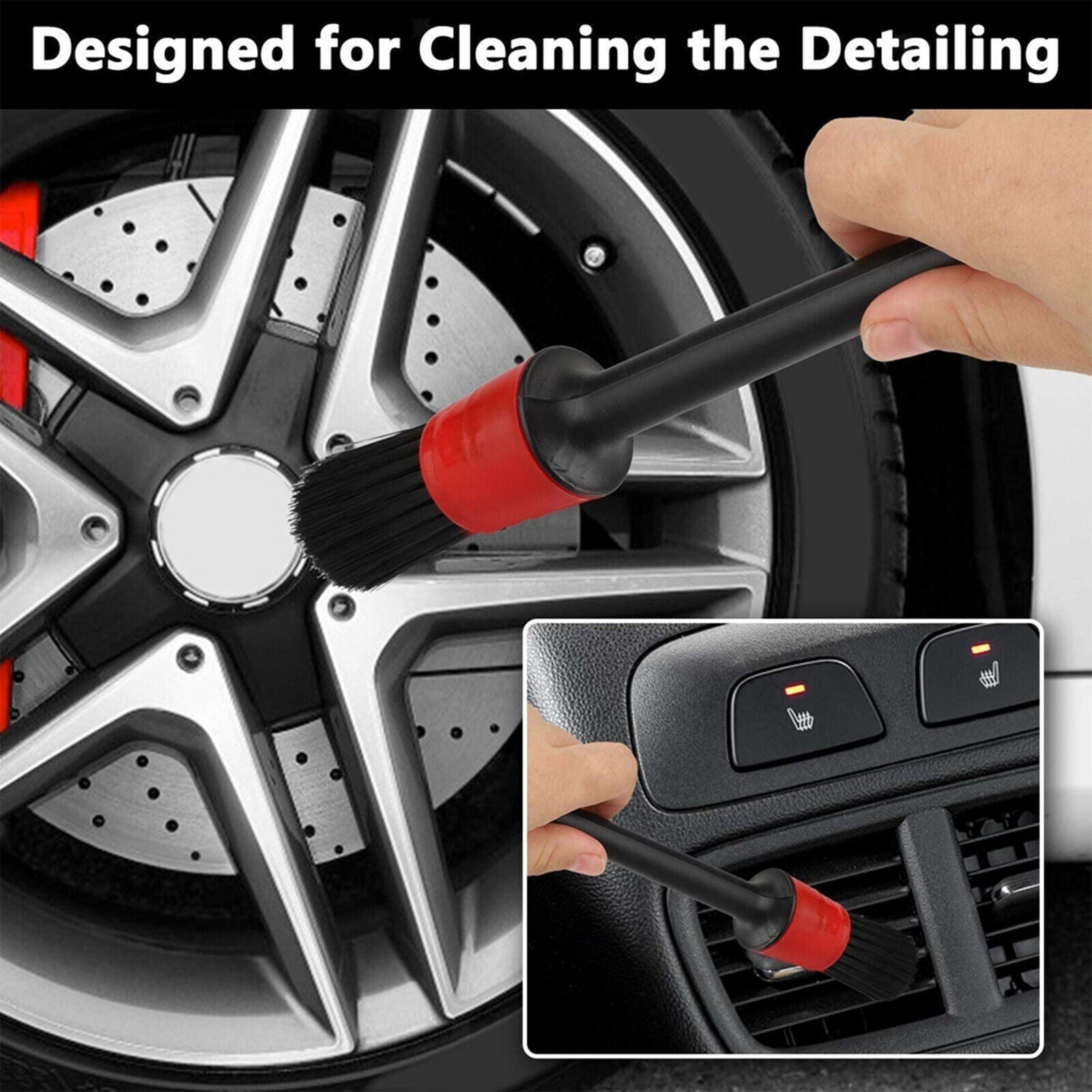 9Pieces Car Detailing Brush Kit Automobile for Tires Wheel Clean Brush