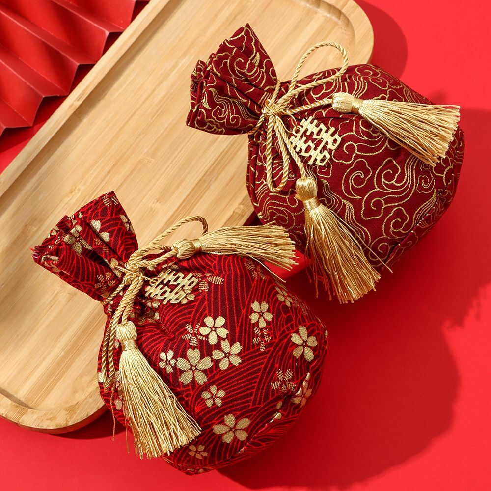 Party Tassel Bag Portable Candy Pouches Gift Bags Drawstring Pocket Candy Bag