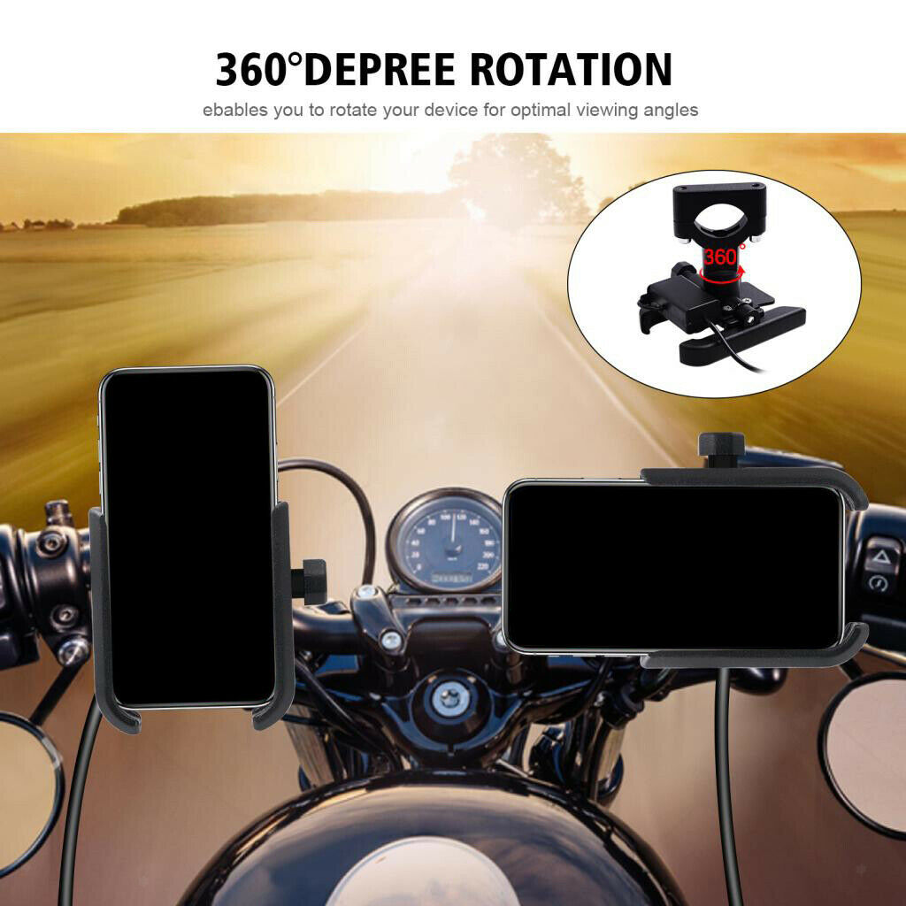 Aluminum motorcycle handlebar bracket smartphone rearview mirror cellphone black