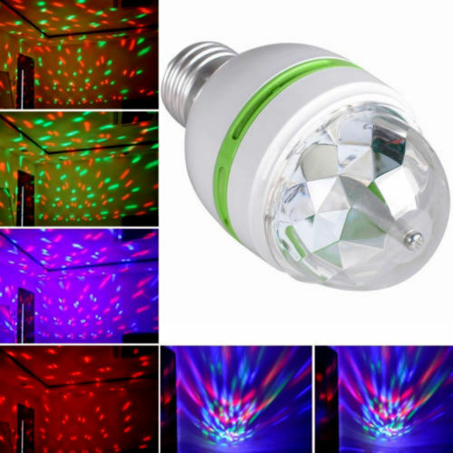 E27 3W Colorful Auto Rotating RGB LED Bulb Stage Light Party Lamp Disco Club New
