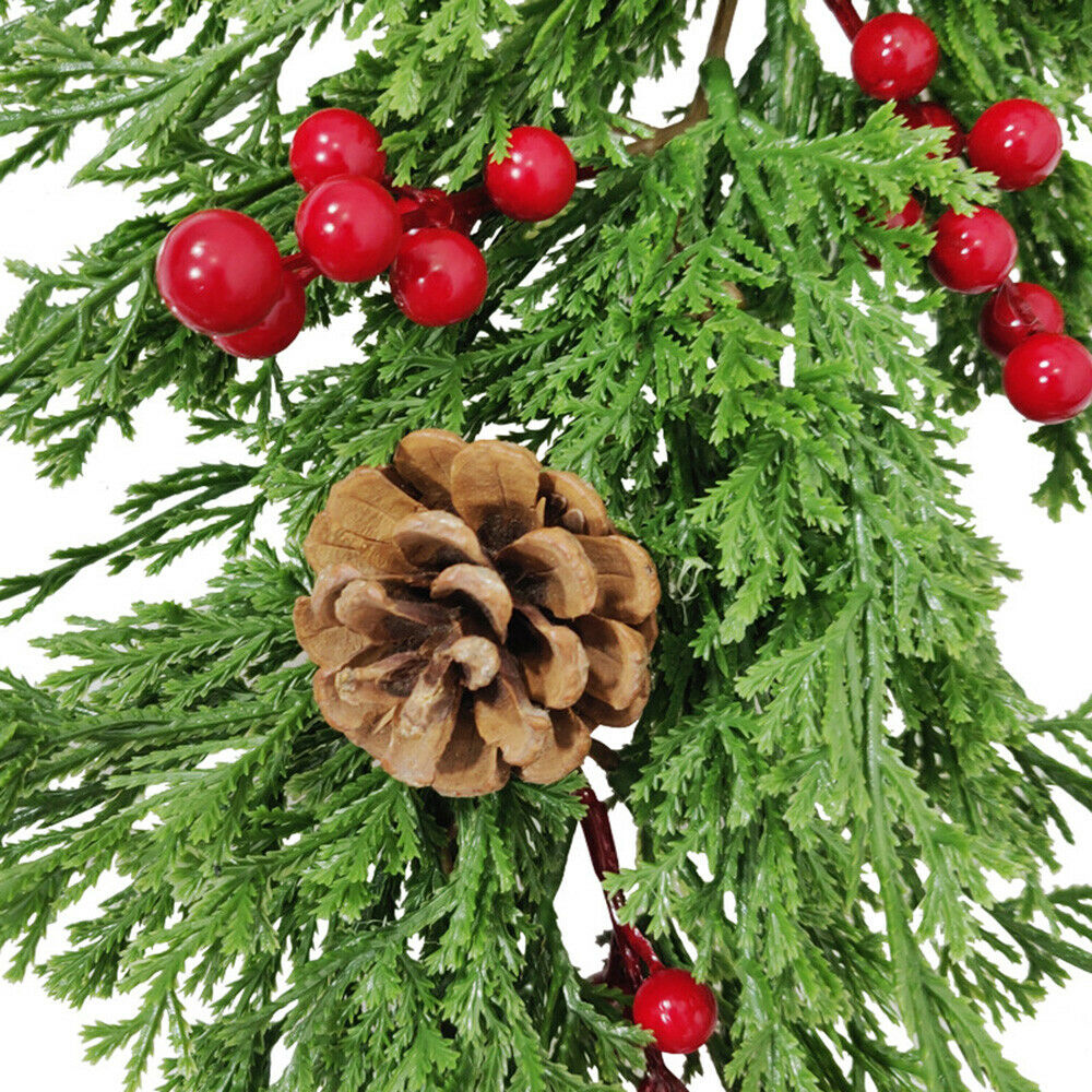 Christmas Artificial Flower Pine Cones Berry Branch Hanging Xmas Door Decor DIY