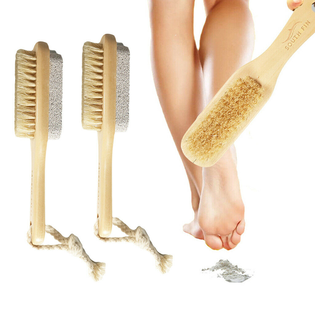 2x Natural Foot File Rasp Scrubber Pumice Stone Remover Cleaning Brush