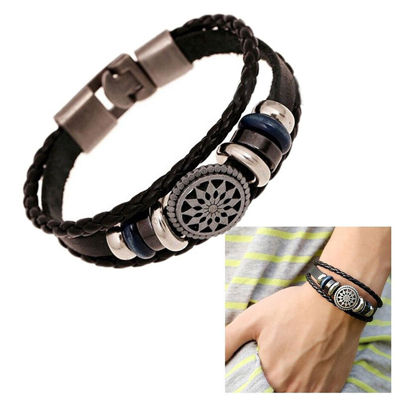 Fashion PU Retro Infinity Charm Wrap Men Women Bracelet Jewelry Punk Style Lt