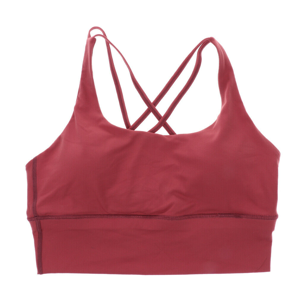 Womens Push-up Padded Strappy Sports Bra Cross Back Wirefree Fitness Yoga Top -