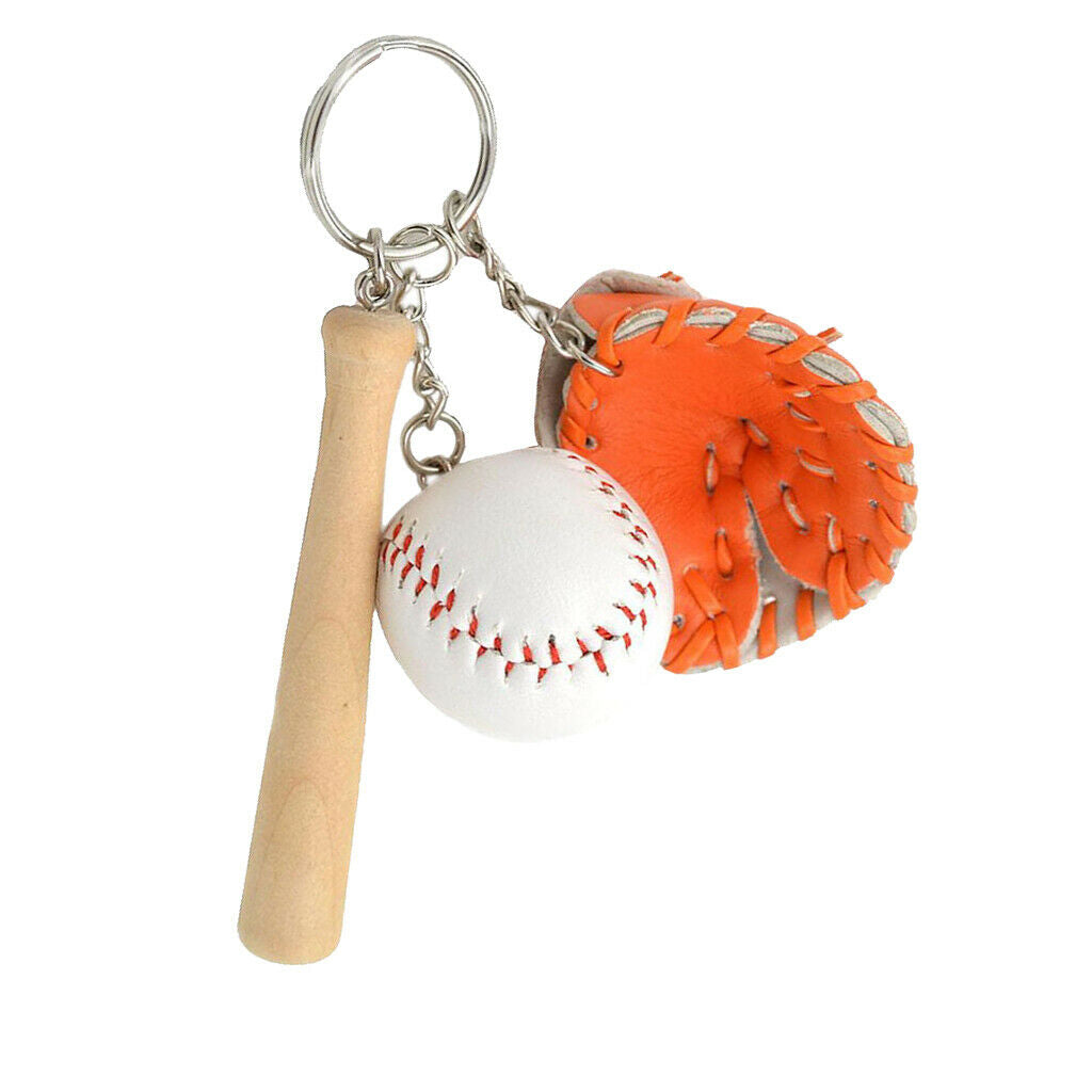 2 Pieces Cute Baseball Tennis Ball Racket Keychains Sport Spit Keyring Gift