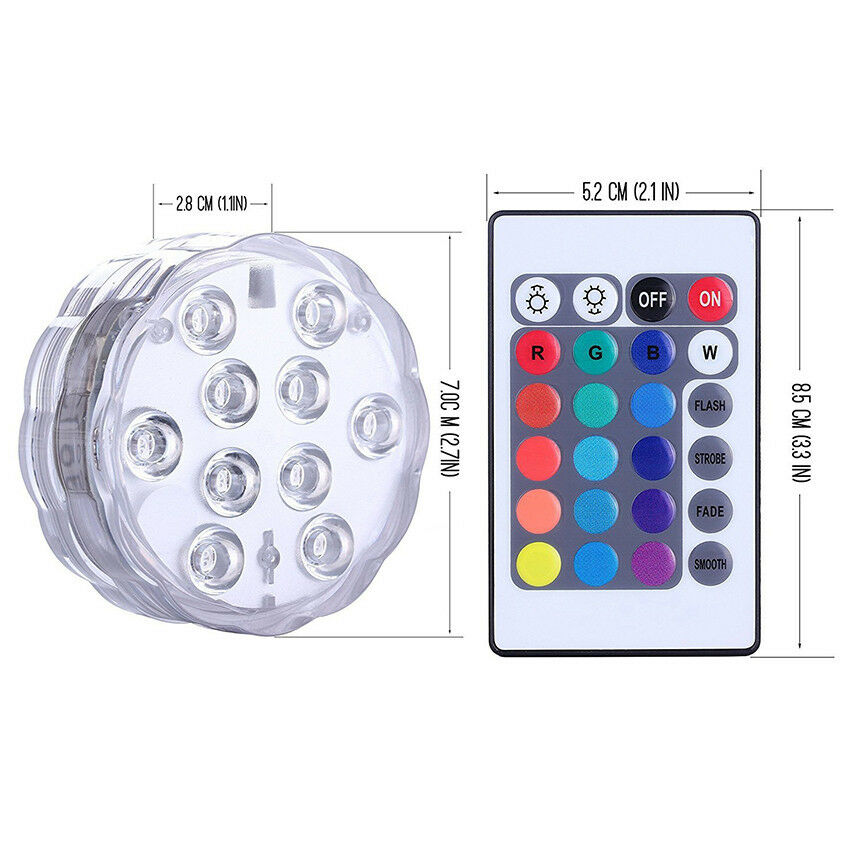 LED Remote-Controlled Candle-proof Water Multicolor Floral Fish Vase Base Light