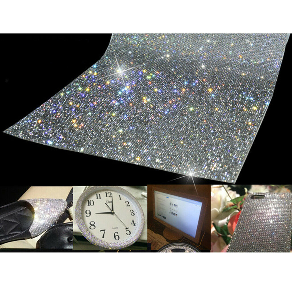 9.5"x16" Bling Rhinestone Self Adhesive Stickers Car Phone Case Decor Sliver