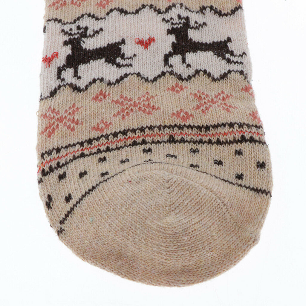 2 Pairs Wool Blend Elk Crew Socks Winter Xmas Holiday Home Floor Ankle Socks