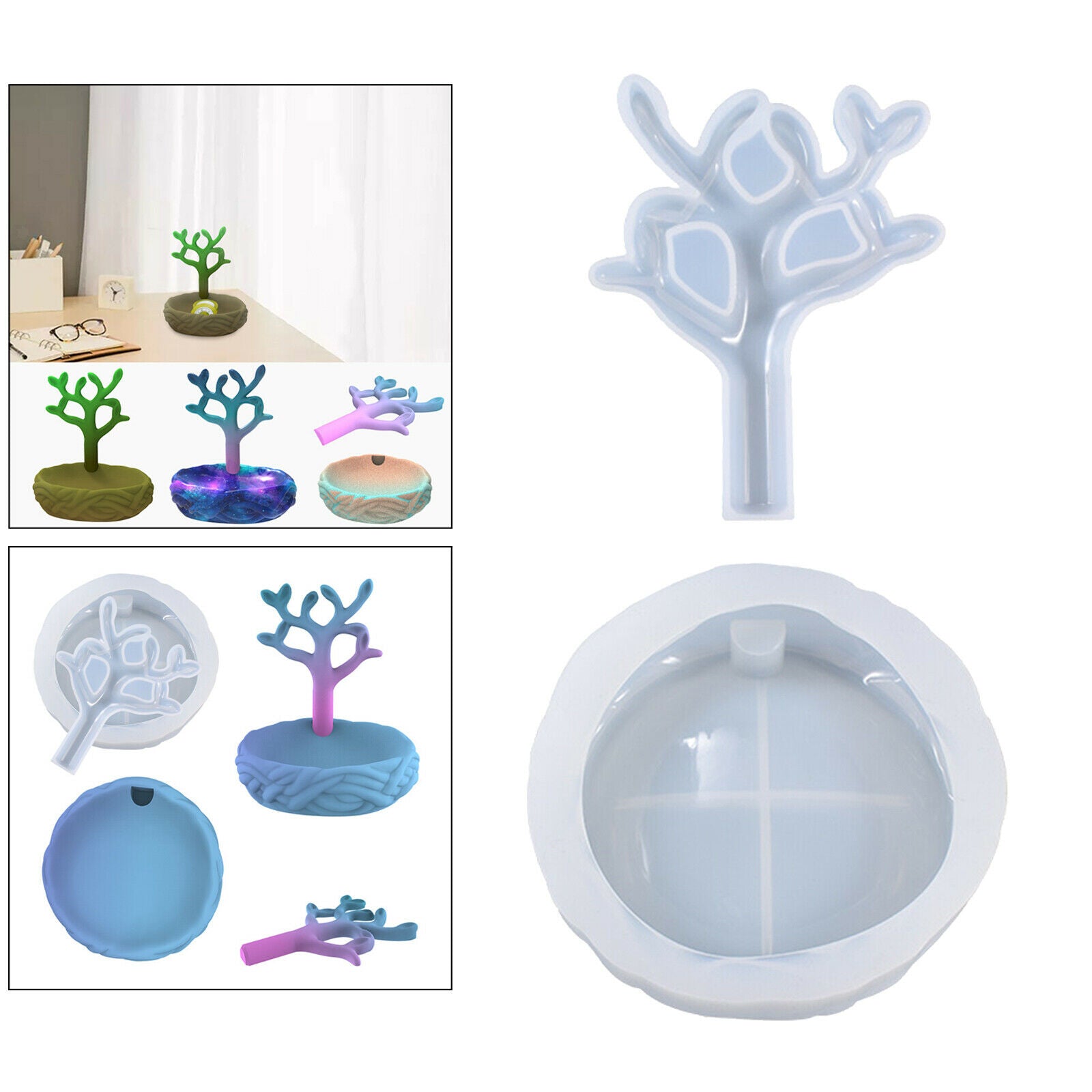 Silicone Jewellery Storage Box Mold Casting Moulds w/ Tree Mold DIY Crafts