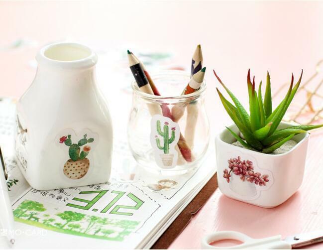 45pcs/pack Plant cactus Stickers DIY decorative Sealing Scrapbooking stickers