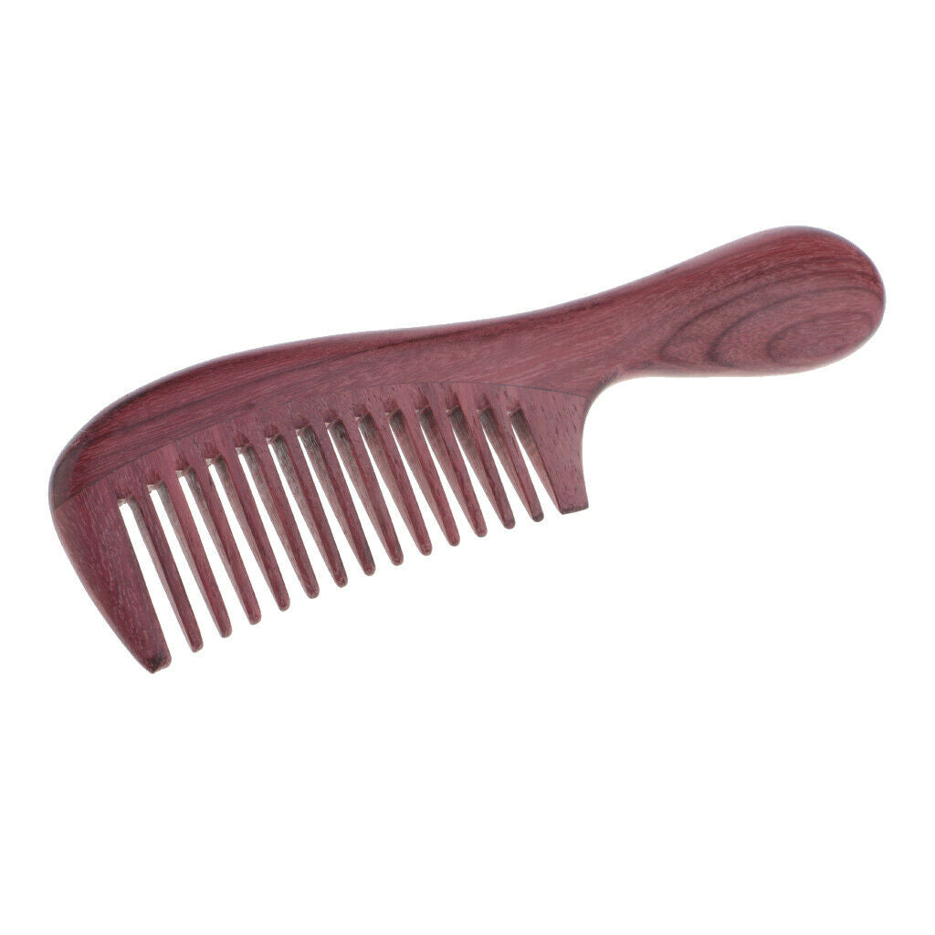 Durable Purpleheart Wood Hair Comb - No Static Detangling Wooden Comb with Round