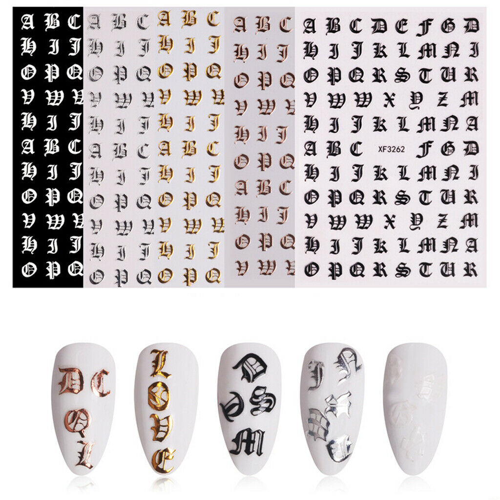 5 Colors Girls Diy Adhesive Nail Design Stickers Letters