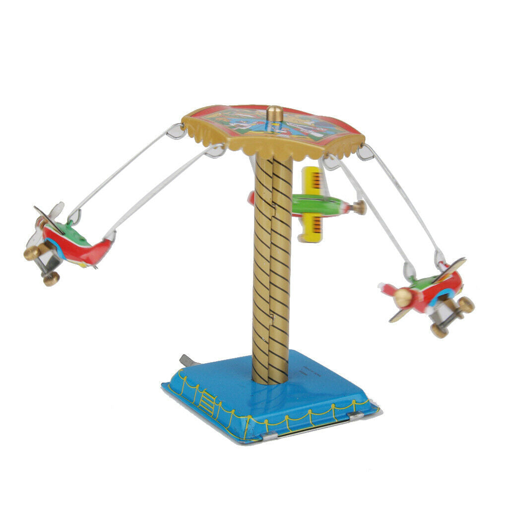 Classic Wind Up Airplane Aircraft Tin Toys Collectible Artware for Kids