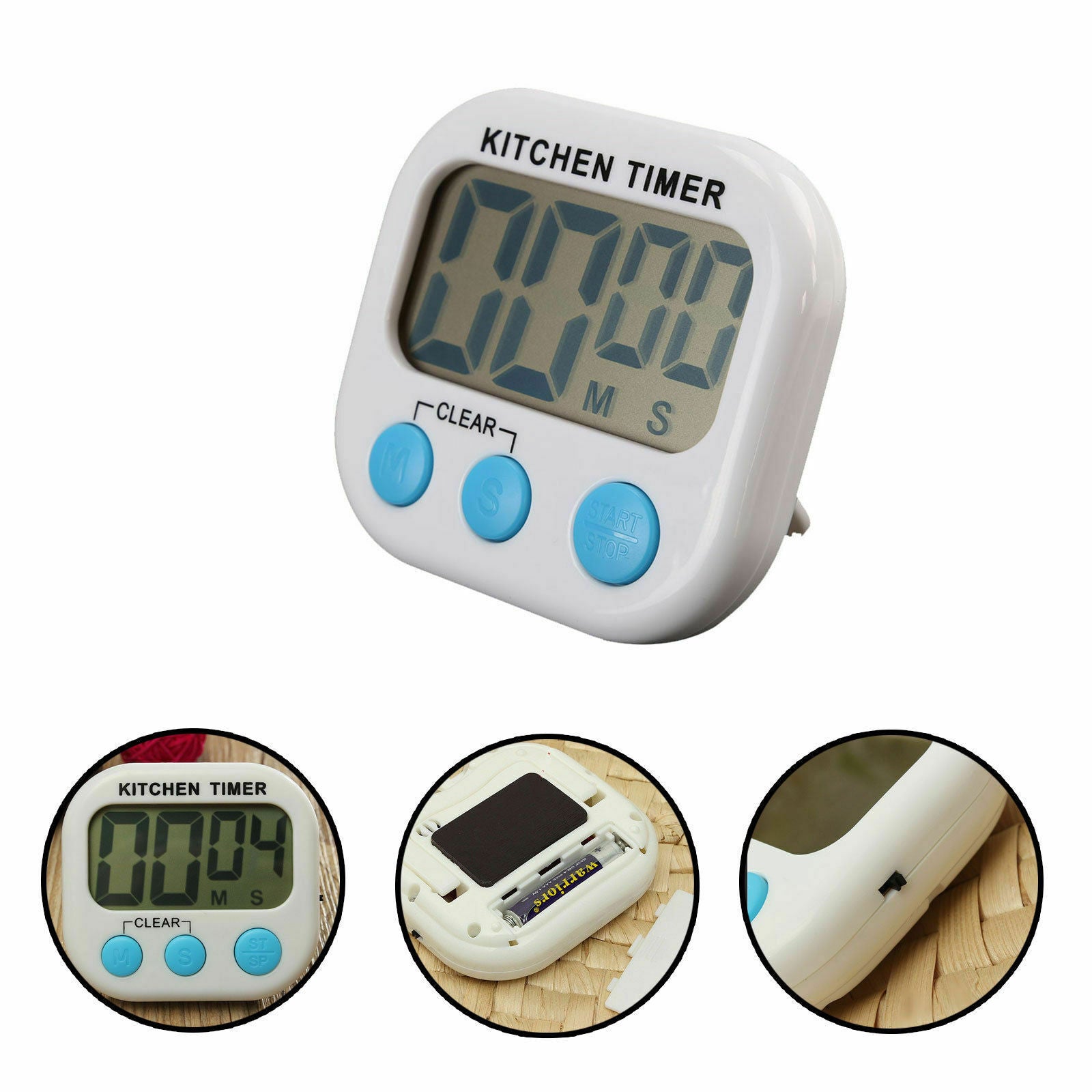 Large Magnetic Kitchen Cooking LCD Digital Timer Countdown Up Clock Loud Alarm