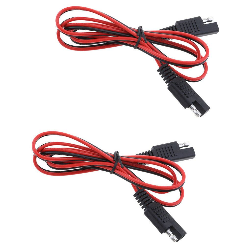 2x Premium 18AWG Hot Solar Battery SAE Plug Male to Male Harness, DIY Extension