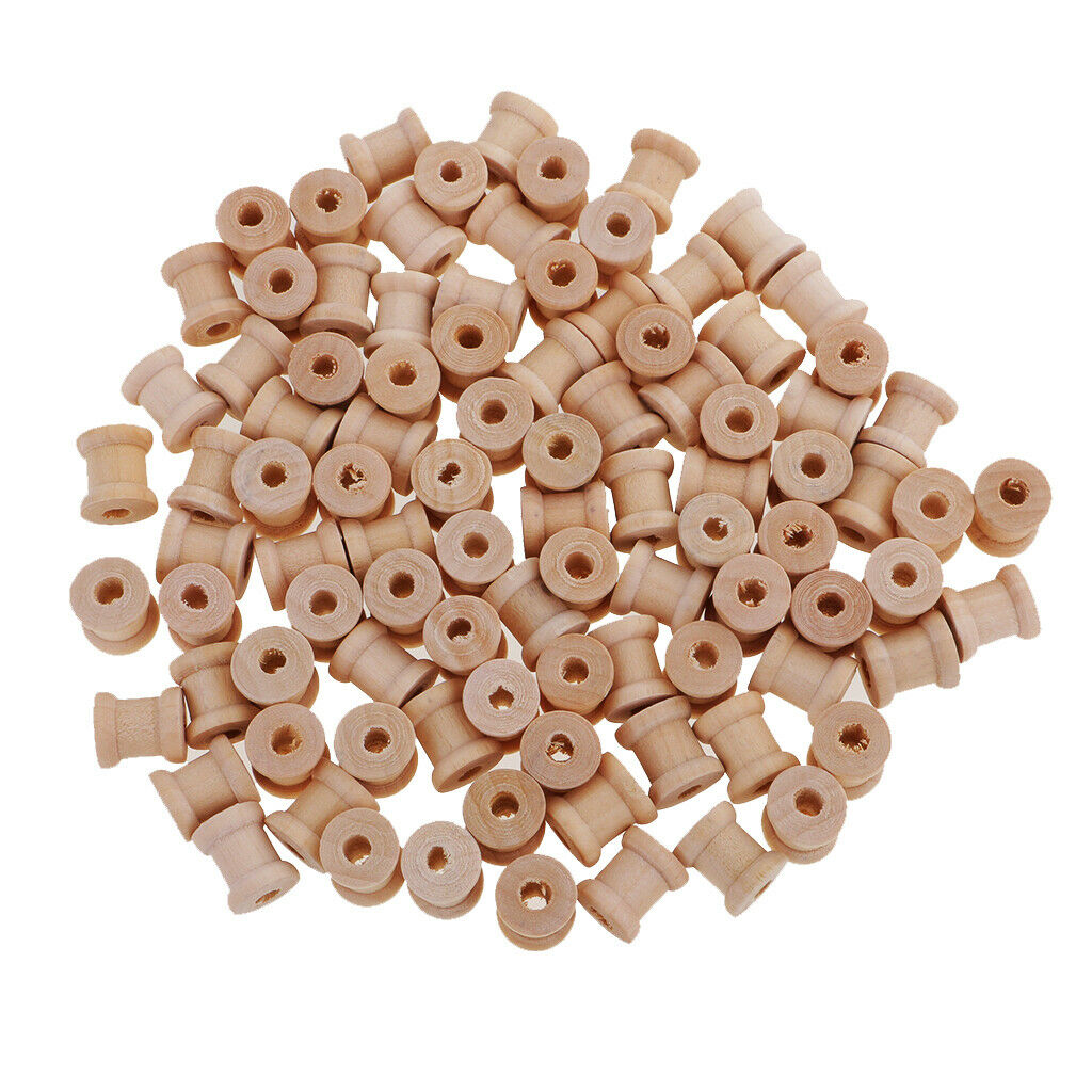 Set of 100 Wooden Sewing Tools Empty Spools Sewing Notions for Thread Trims