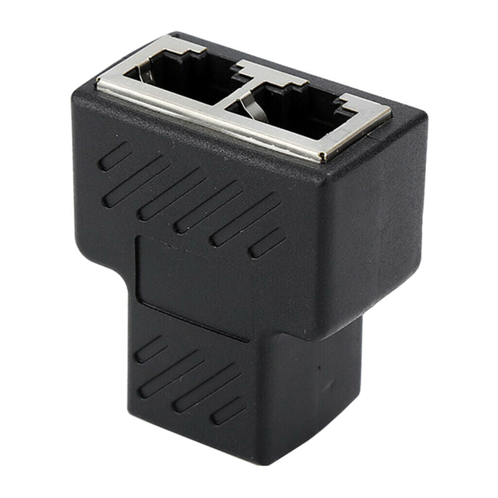 Splitter Adapter 1 to 2 Ways Female Port for CAT5/CAT 6 LAN Cable Black
