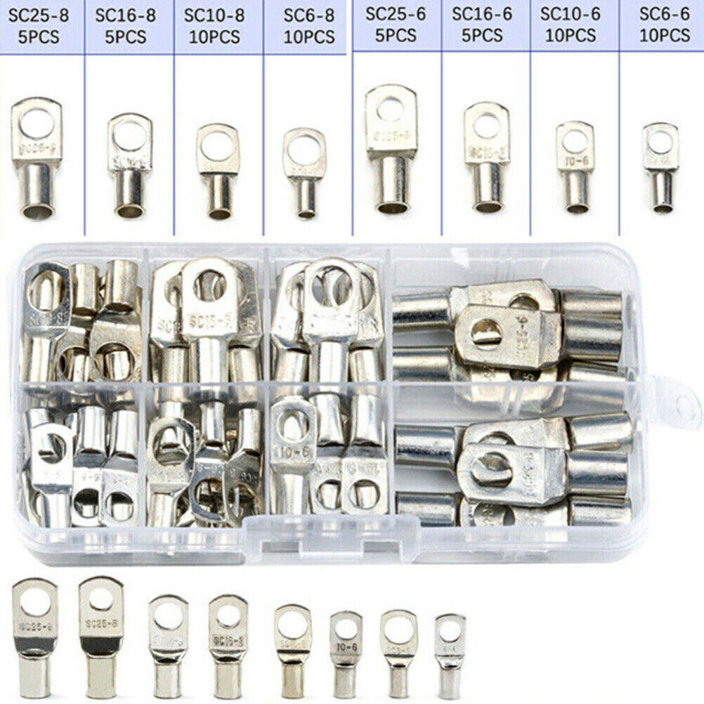 60pcs Electrical Wire Copper Lug Battery Cable Ring Connector Terminal s ^PEX WF