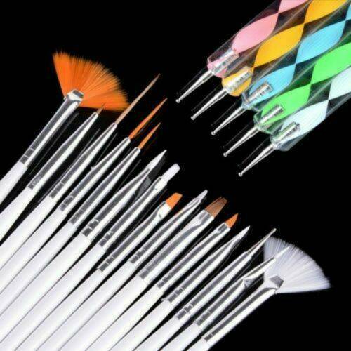 20PCS Gel Nails Art Design Set Dotting Painting Drawing Polish Brushes Pen Tools