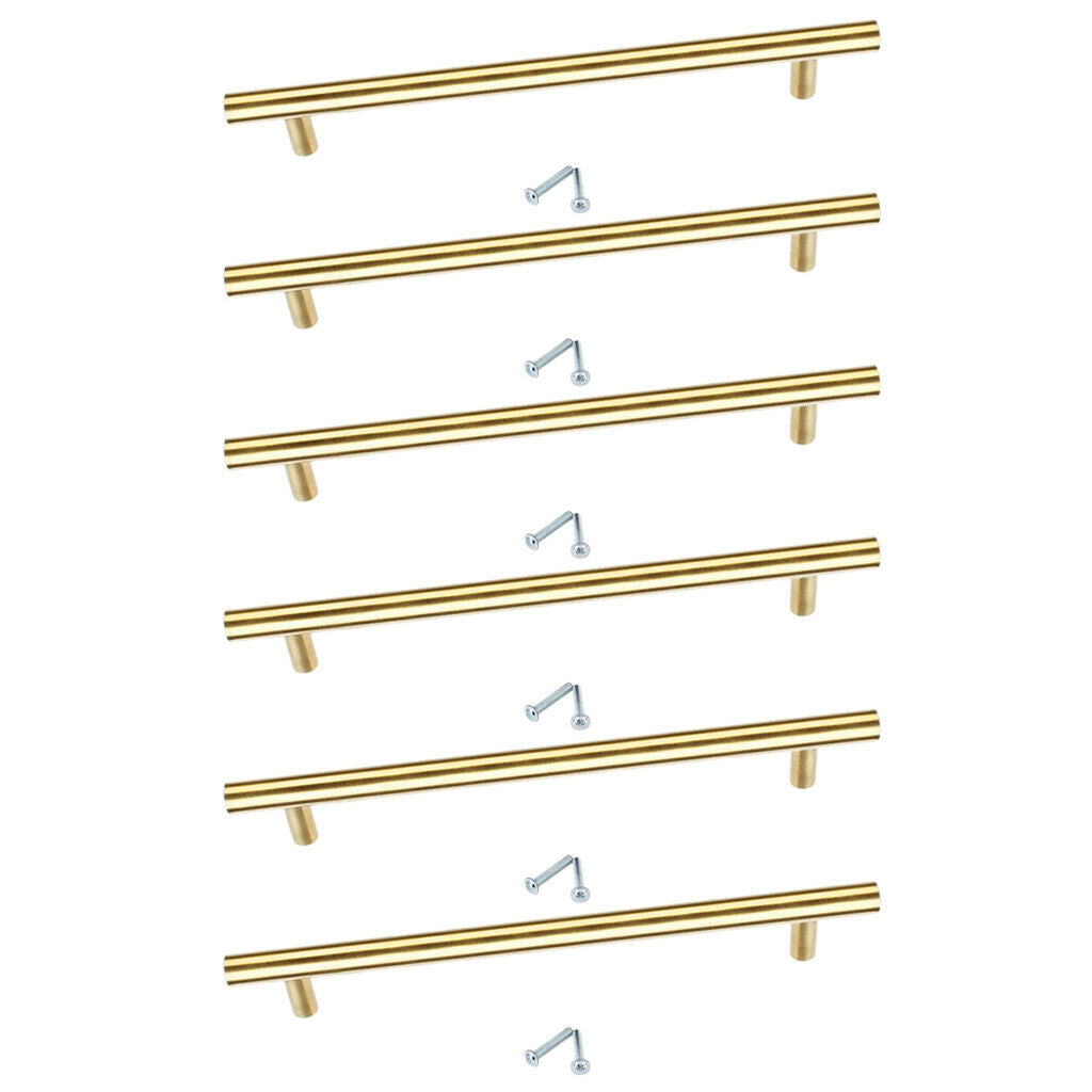 6pcs T-shape T-bar 20cm Pull Handle Door Knobs & Levelers Golden for Dresser