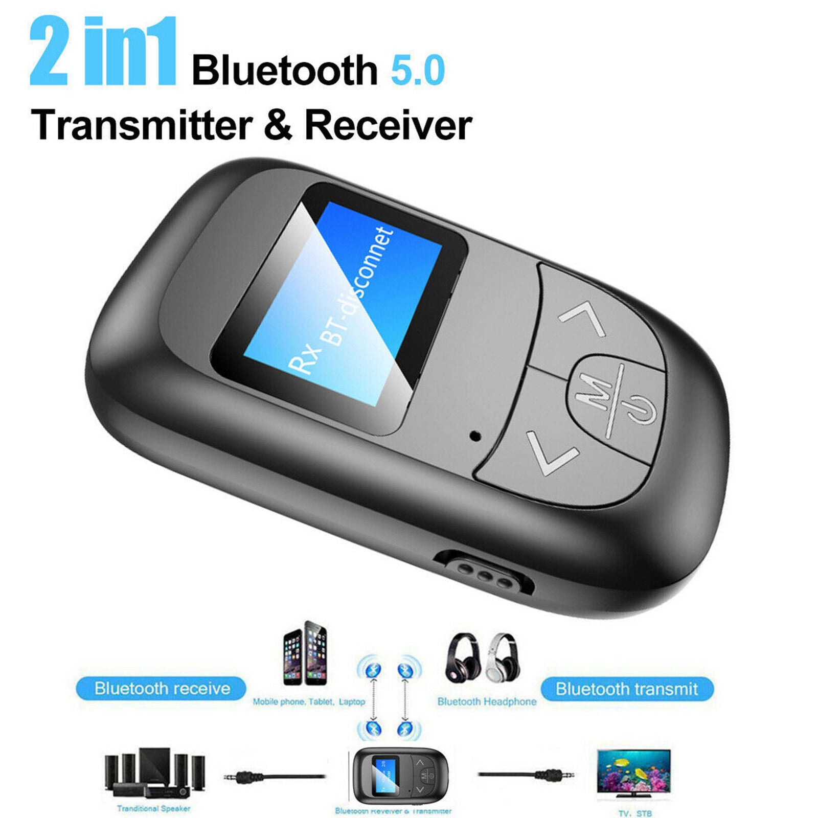 Bluetooth 5.0 USB Audio Adapter Transmitter Receiver for TV/ PC Car AUX Speaker