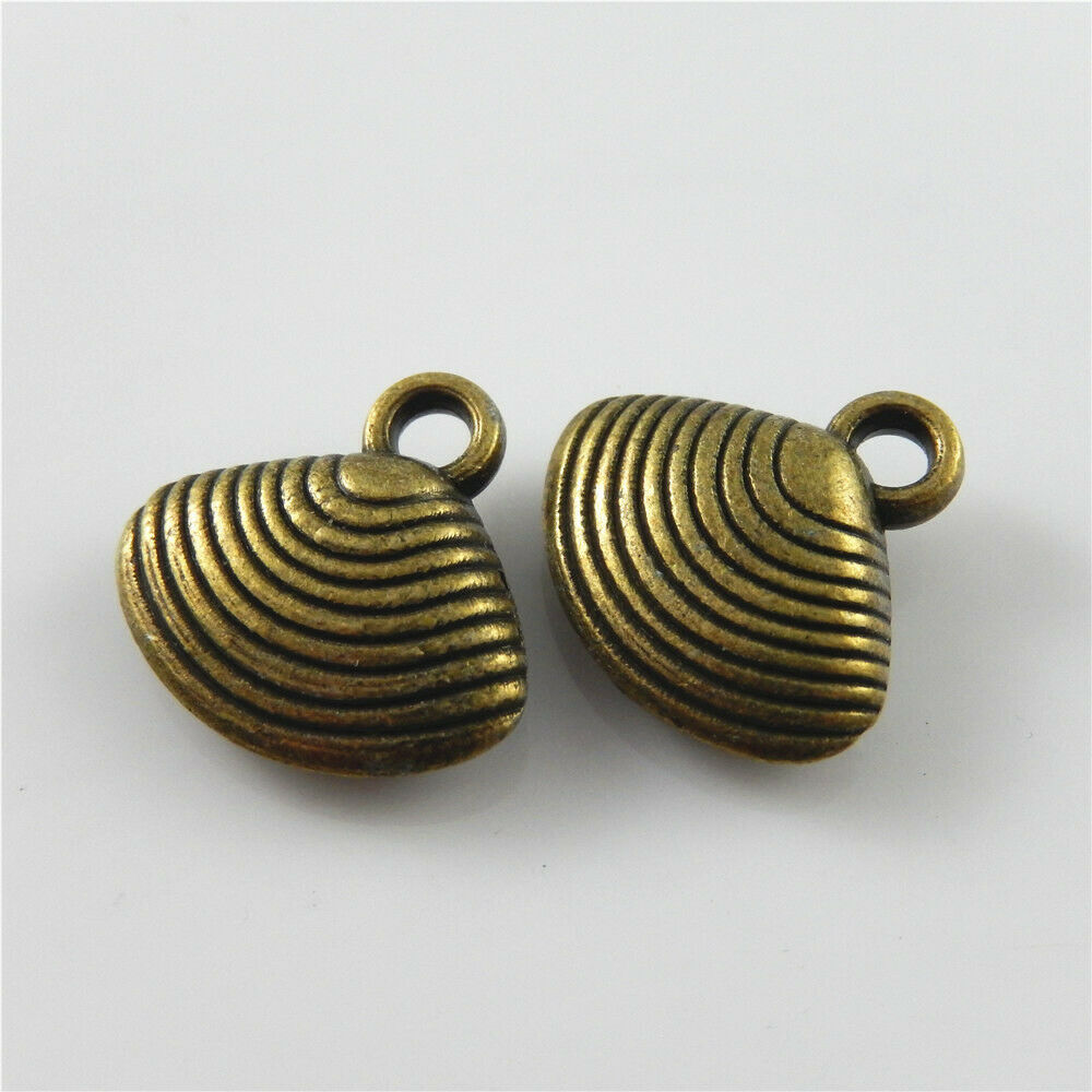 20 pcs Antiqued Bronze Fan Shell Alloy Charm Seashell Pendant Findings 17x12x6mm