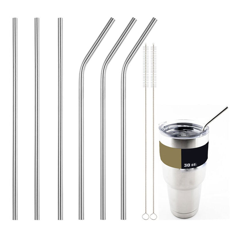 New Stainless Steel Straws Reusable 10.5 inch Extra Long Drinking Straws  Rf